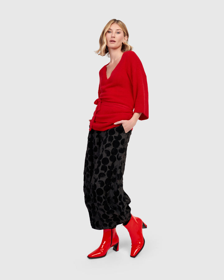 Alin Wrap Sweater, Red