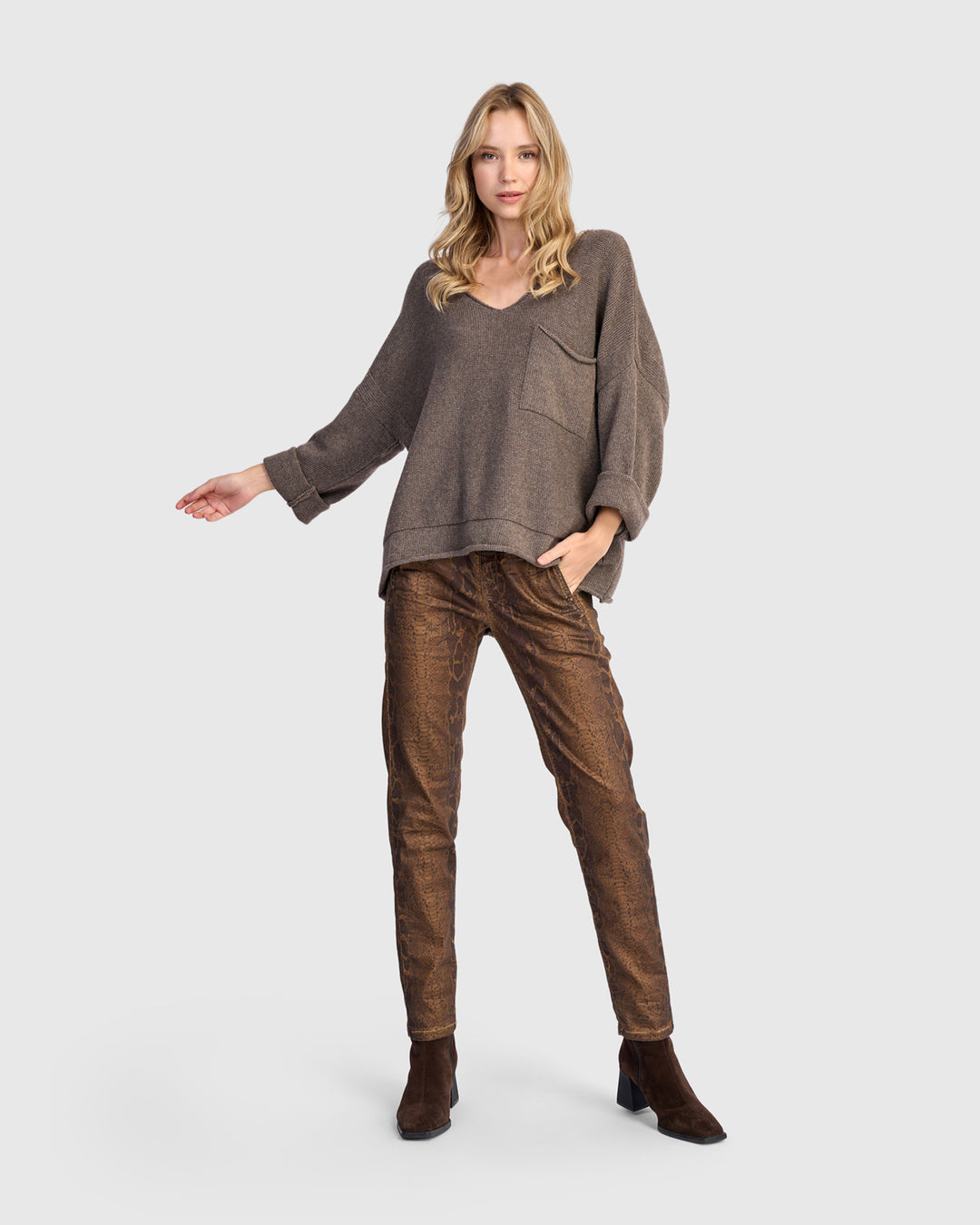 Basis Pullover Sweater, Brown