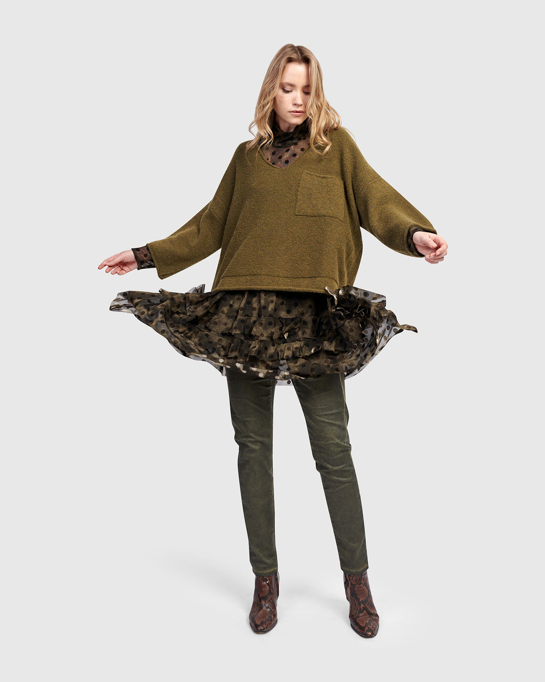 Basis Pullover Sweater, Khaki