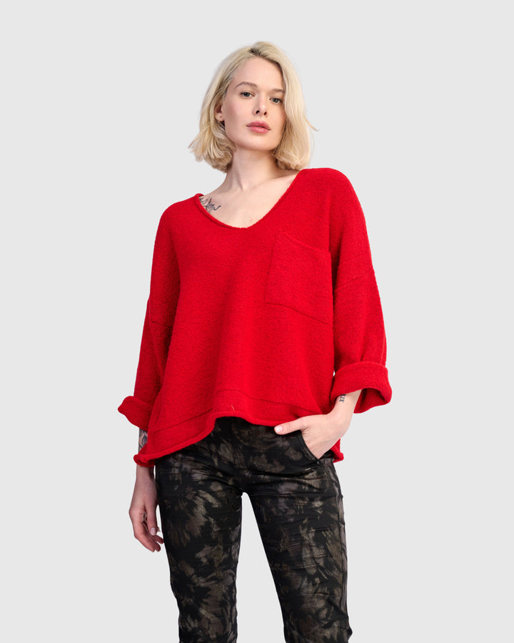 Basis Pullover Sweater, Red