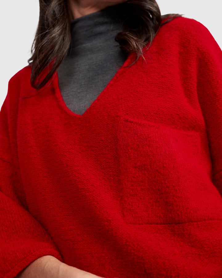 Basis Pullover Sweater, Red