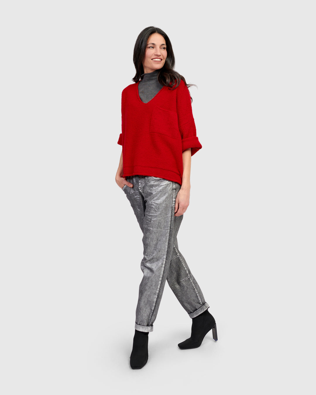 Basis Pullover Sweater, Red