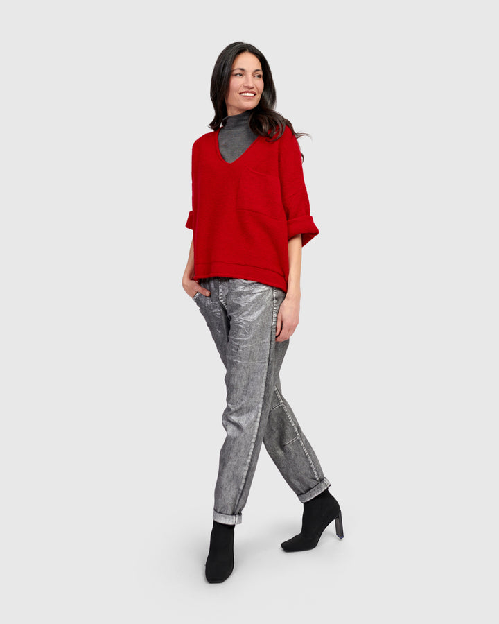 Basis Pullover Sweater, Red