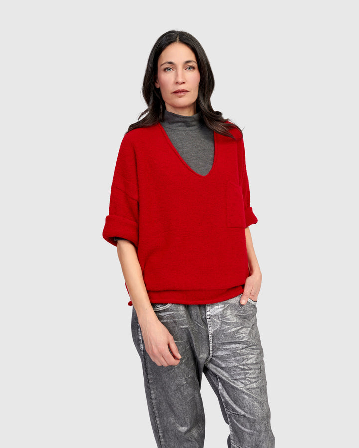 Basis Pullover Sweater, Red
