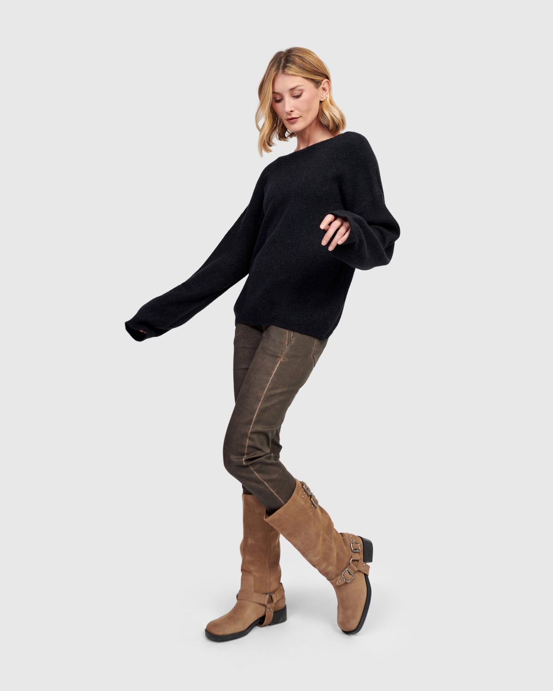 Washed Iconic Stretch Jeans, Brown