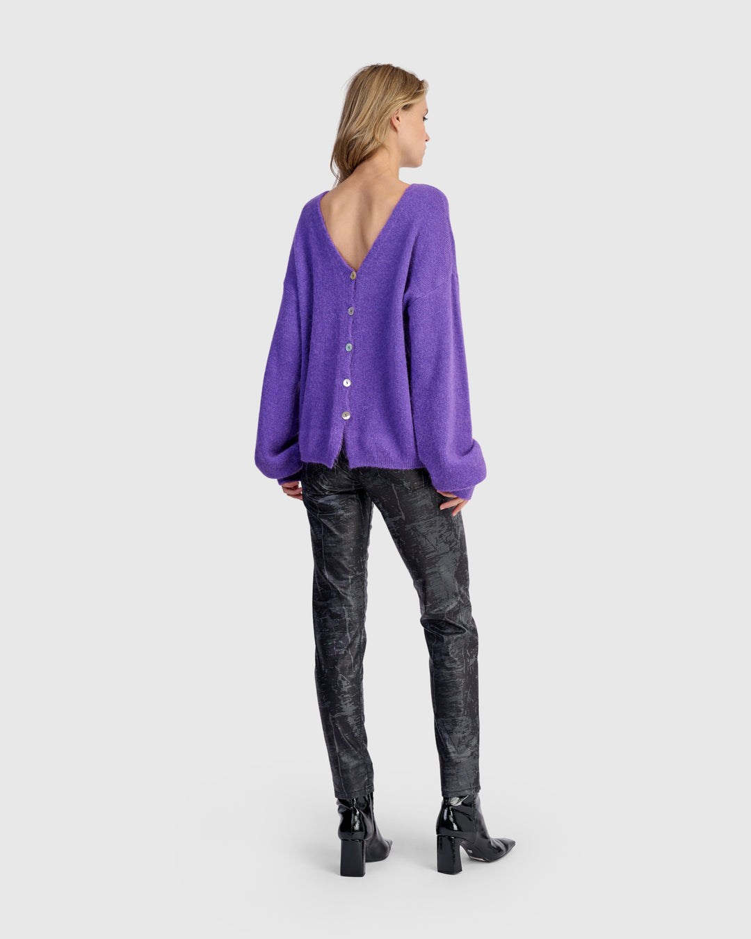 Chacha Reversible Cardigan, Purple