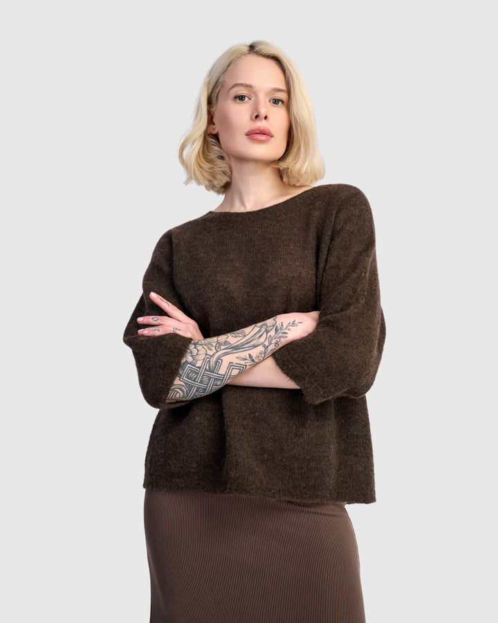 Core Pullover Sweater, Coffee