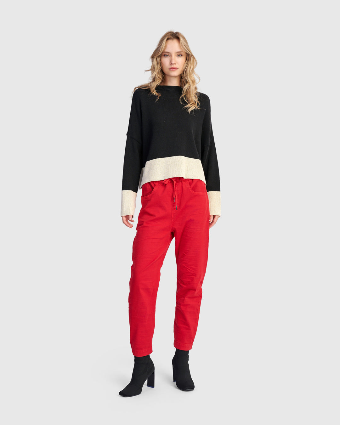 Vista Block Sweater, Cream