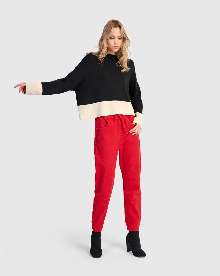 Weekend Boyfriend Jogger Jeans, Red