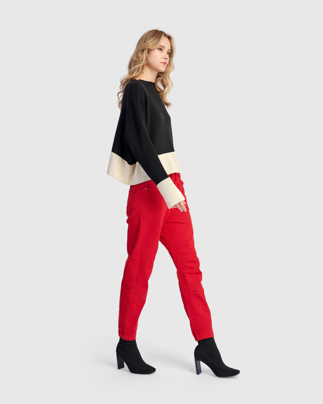 Vista Block Sweater, Cream
