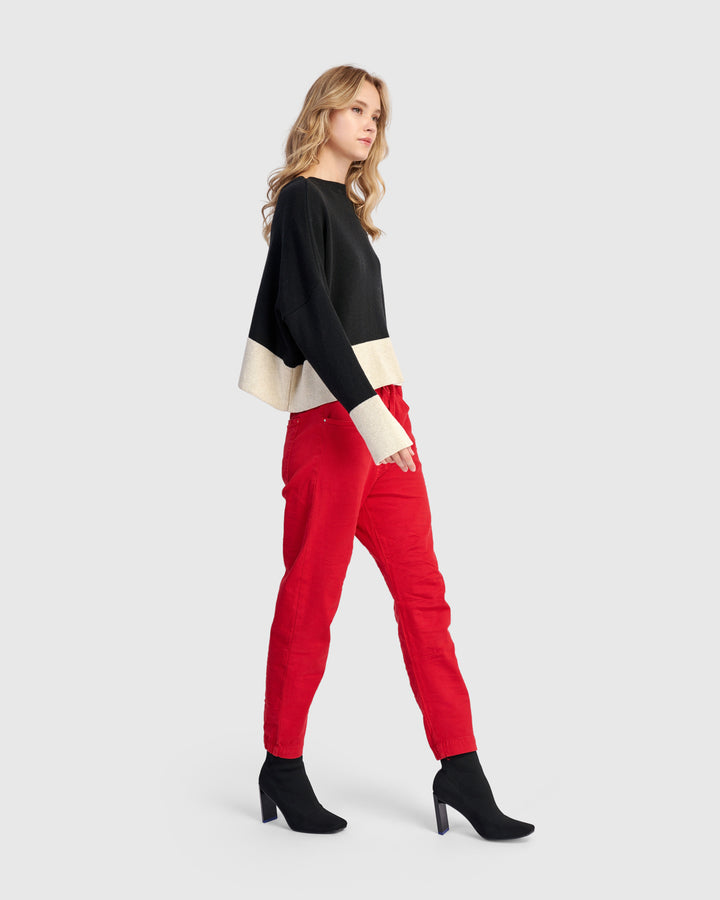 Vista Block Sweater, Cream
