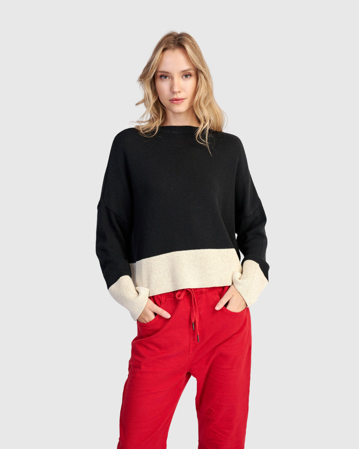 Vista Block Sweater, Cream