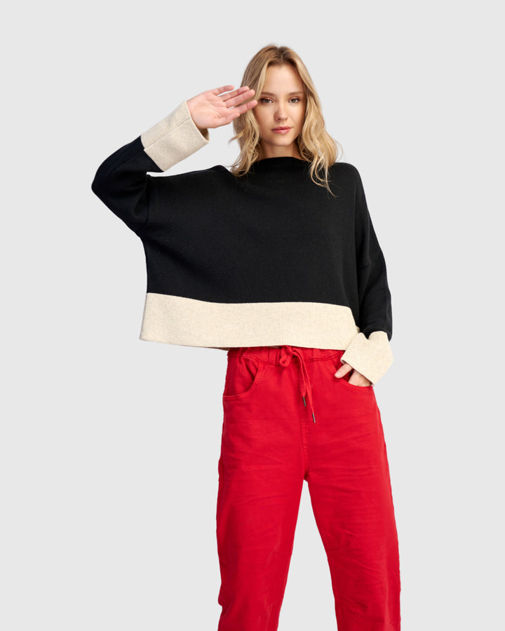 Vista Block Sweater, Cream