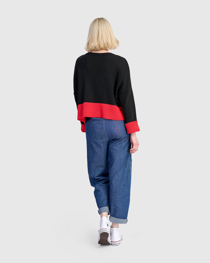 Vista Block Sweater, Red