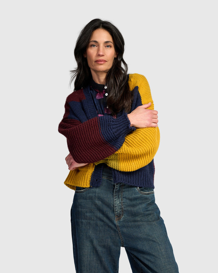 Carnival Chunky Cardigan, Collegiate Mix