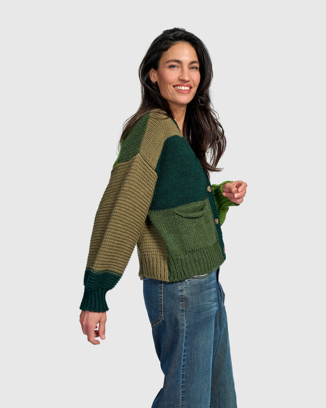 Carnival Chunky Cardigan, Pine
