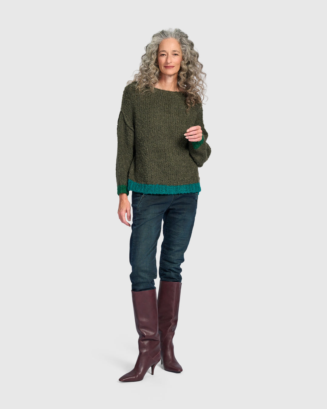 Riff Boucle Sweater, Pine