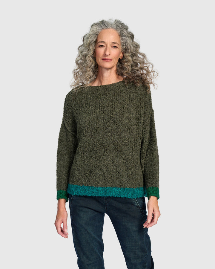 Riff Boucle Sweater, Pine