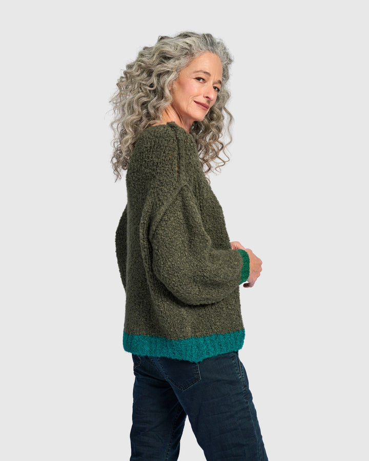 Riff Boucle Sweater, Pine