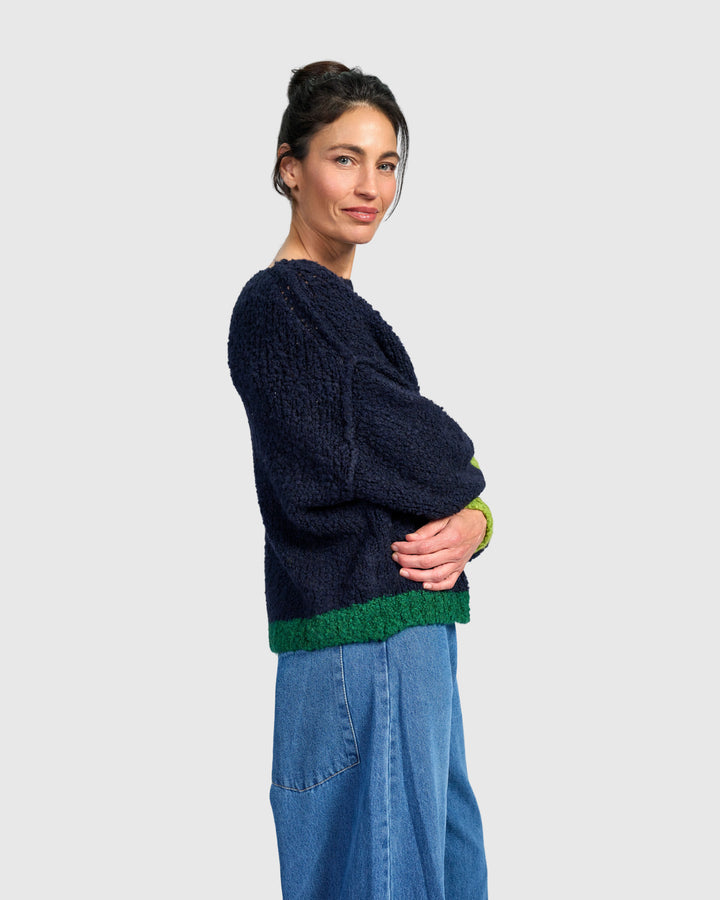Riff Boucle Sweater, Midnight
