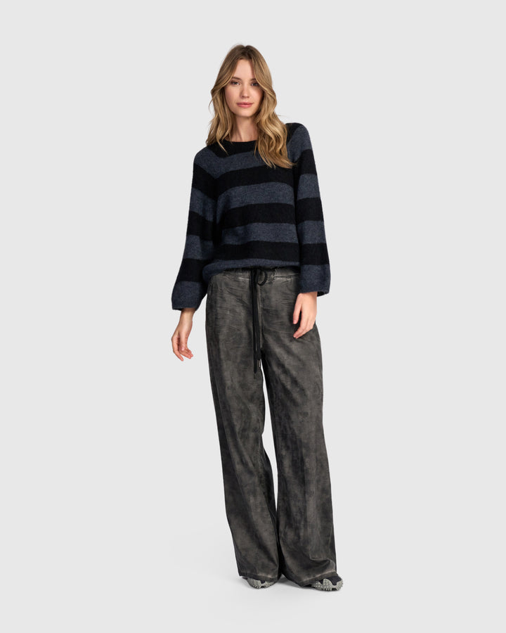Spry Striped Sweater, Black/Graphite