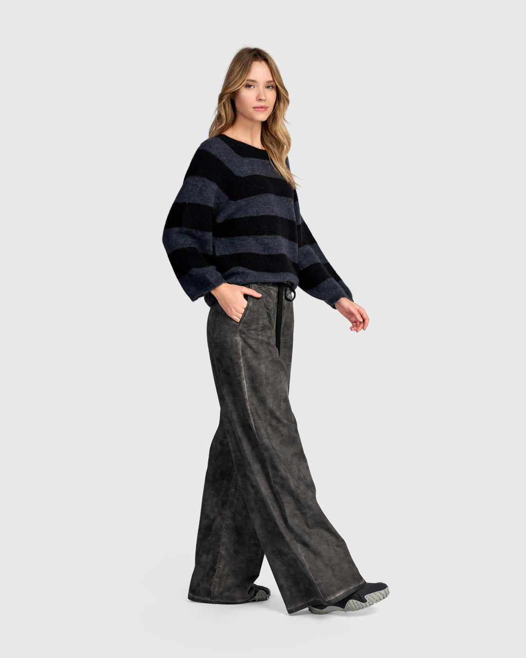 Spry Striped Sweater, Black/Graphite