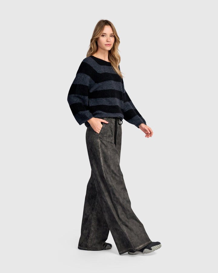 Spry Striped Sweater, Black/Graphite