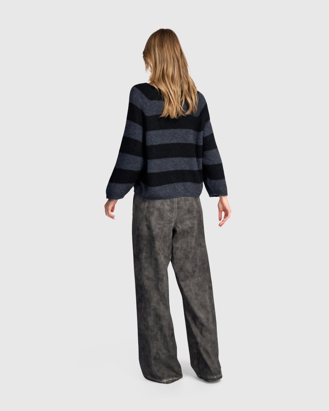 Spry Striped Sweater, Black/Graphite