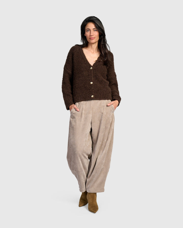 Teddy Boucle Cardigan, Chocolate