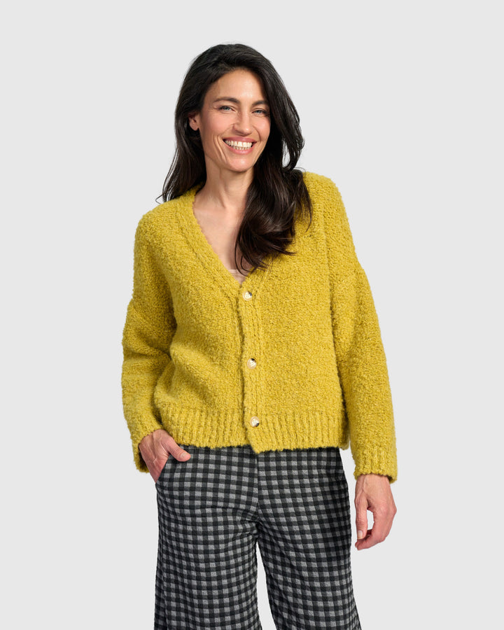 Teddy Boucle Cardigan, Sunflower