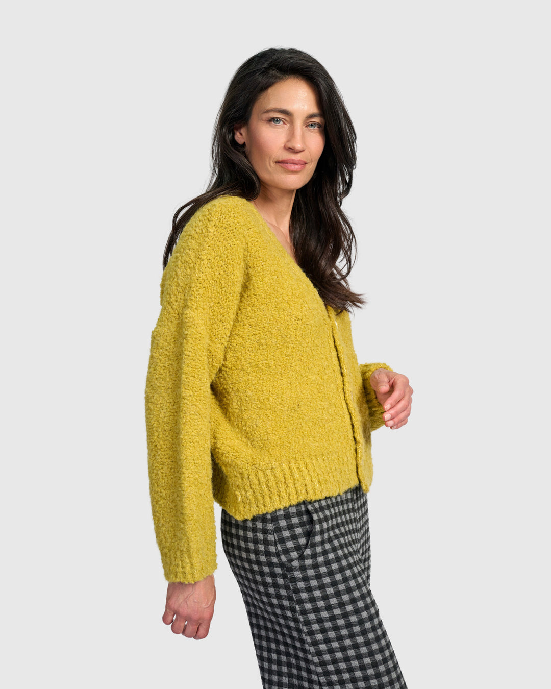 Teddy Boucle Cardigan, Sunflower