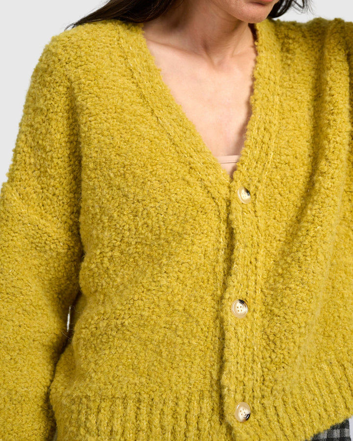 Teddy Boucle Cardigan, Sunflower