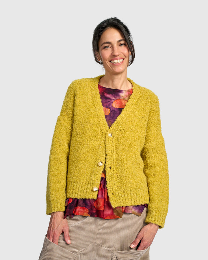 Teddy Boucle Cardigan, Sunflower