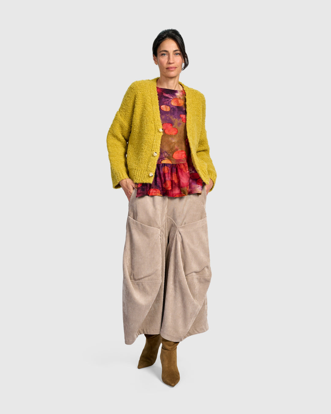 Cord Harem Pockets Pants, Sand