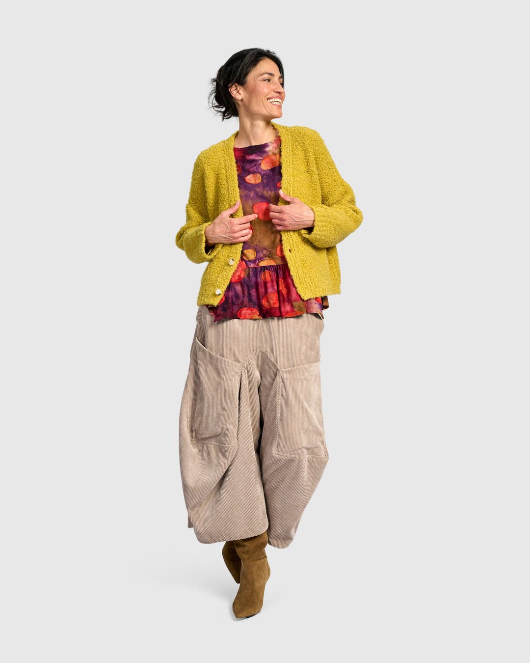 Teddy Boucle Cardigan, Sunflower