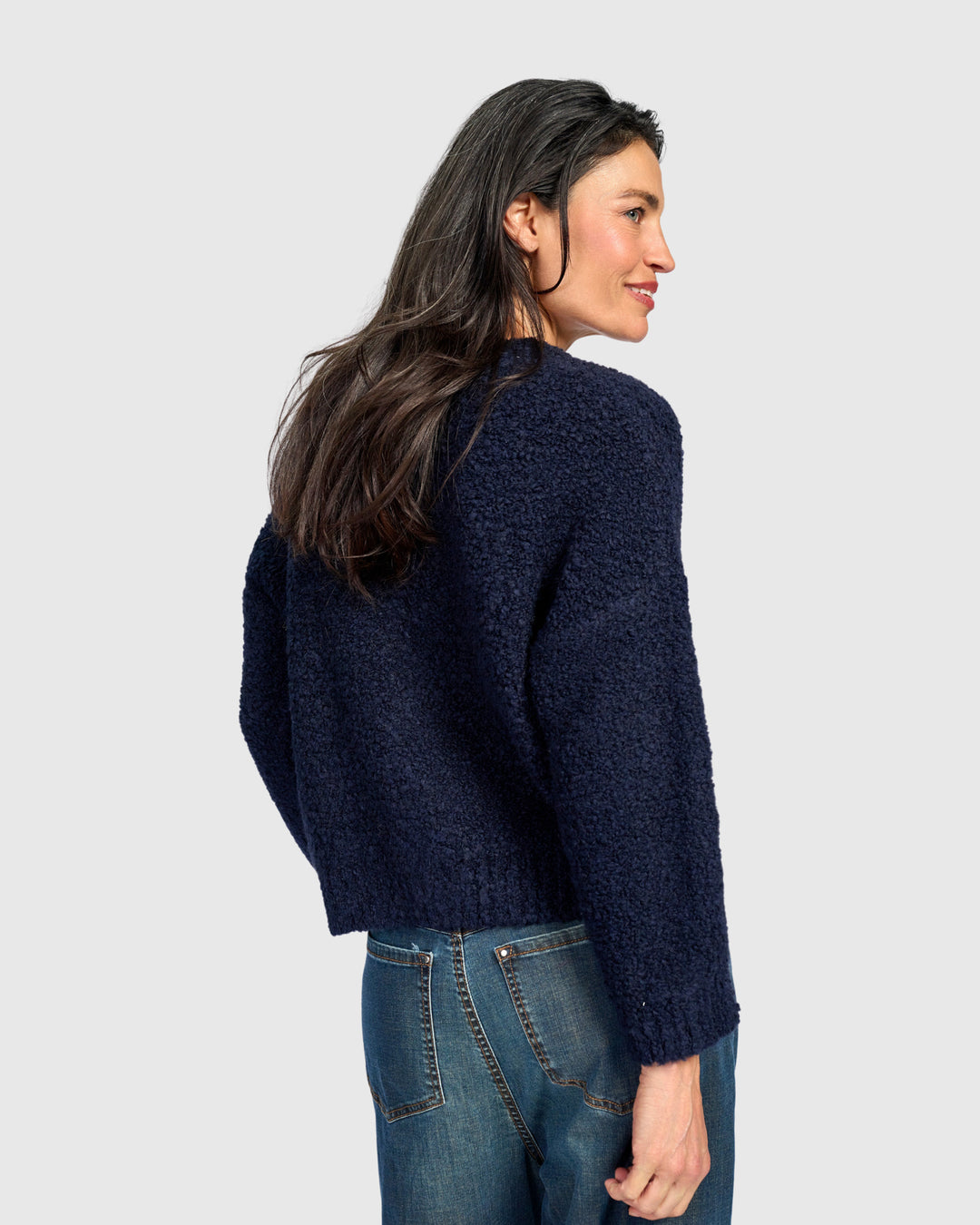 Teddy Boucle Cardigan, Midnight