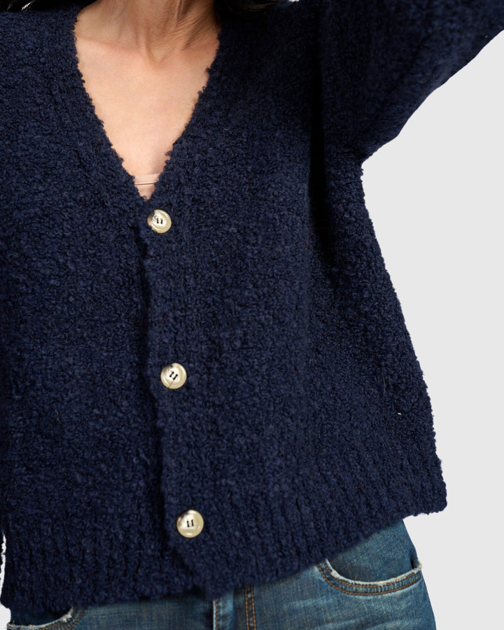Teddy Boucle Cardigan, Midnight