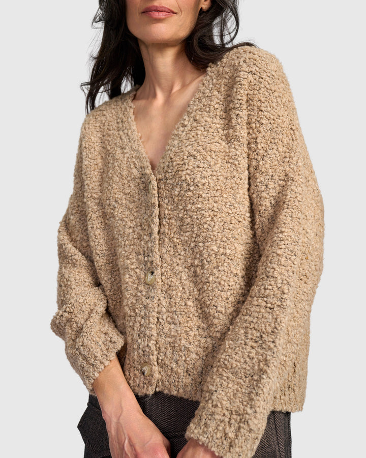 Teddy Boucle Cardigan, Sand