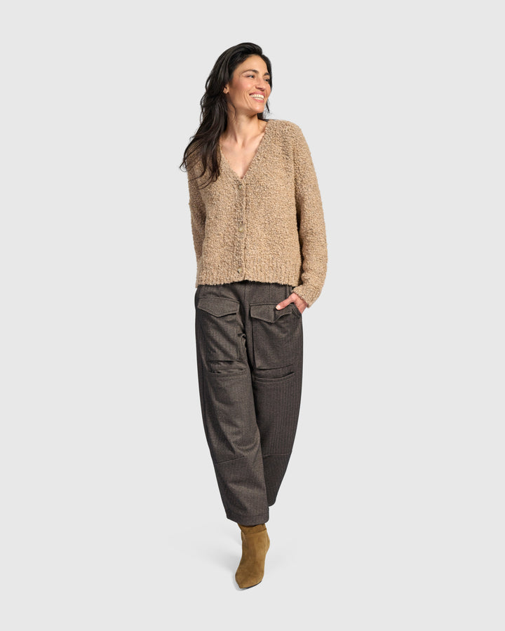 Teddy Boucle Cardigan, Sand