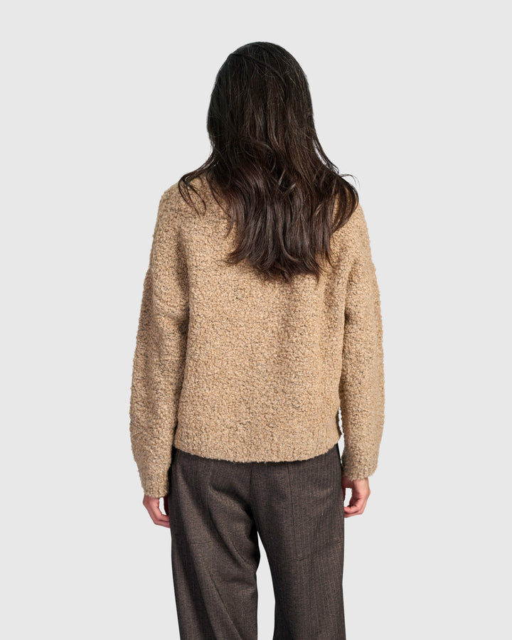 Teddy Boucle Cardigan, Sand