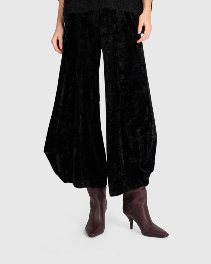 Crushed Velvet Punto Pants, Black