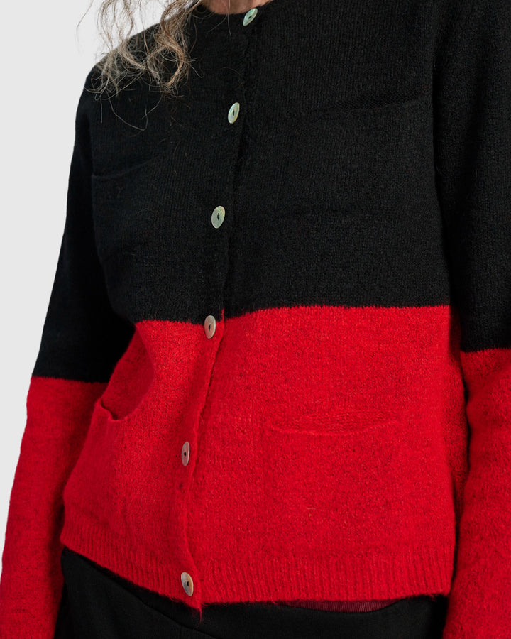 Maeve Cardigan, Black/Crimson