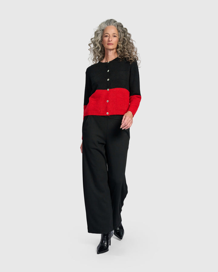Maeve Cardigan, Black/Crimson