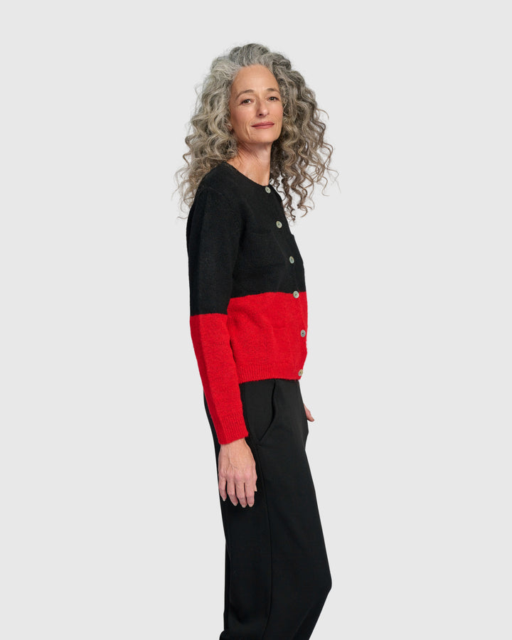 Maeve Cardigan, Black/Crimson