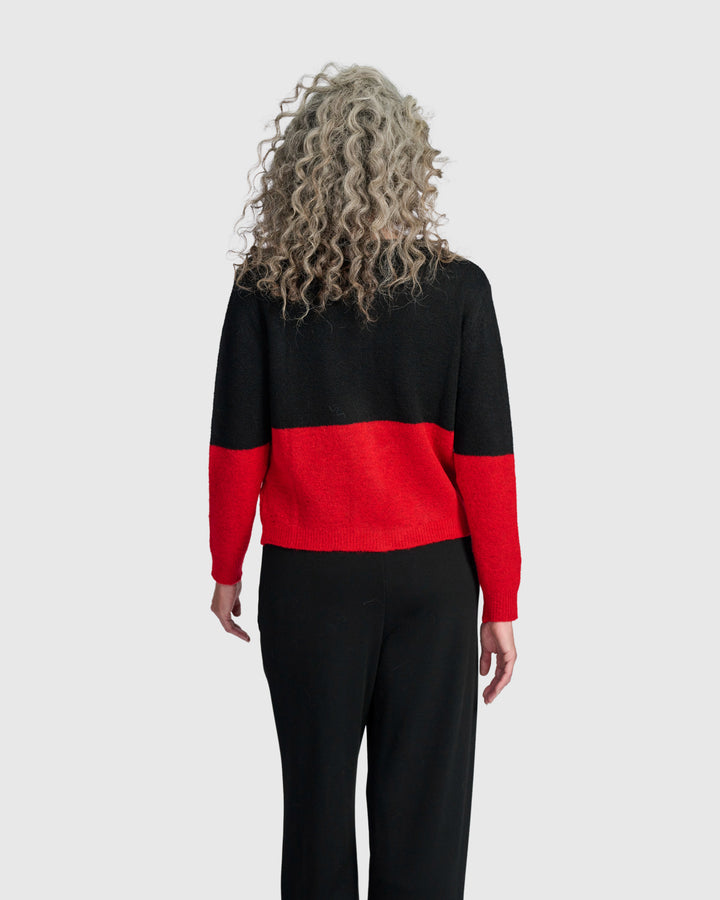 Maeve Cardigan, Black/Crimson
