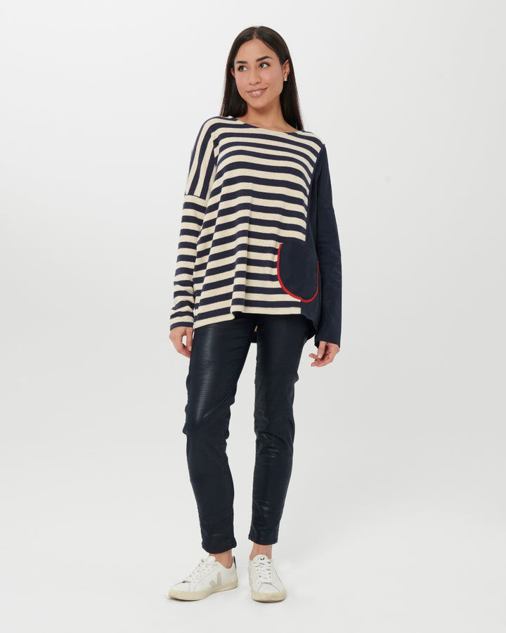 Chiara Cocol Salt Sweater, Blue Stripe