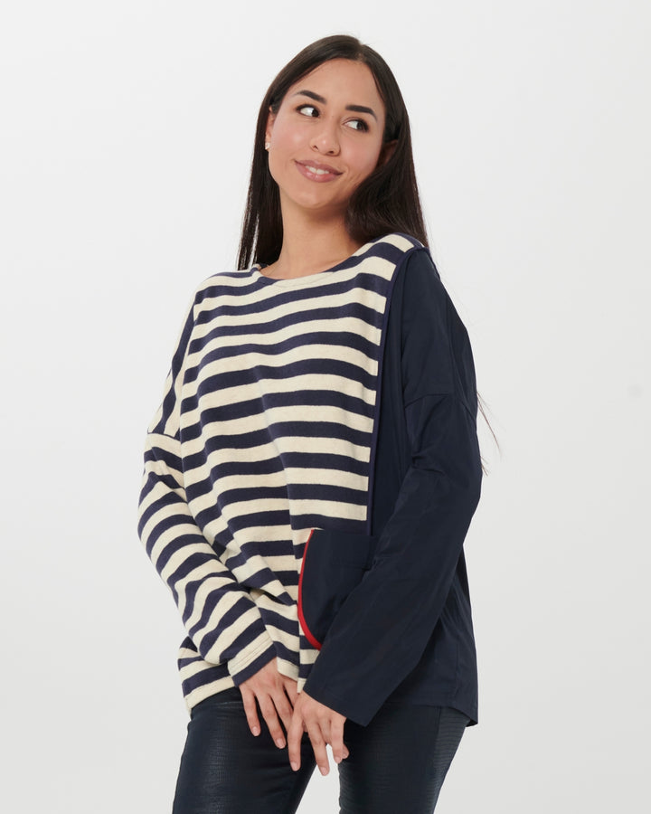 Chiara Cocol Salt Sweater, Blue Stripe