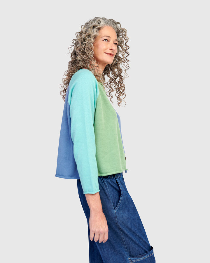 Seashell Cardigan, Aqua