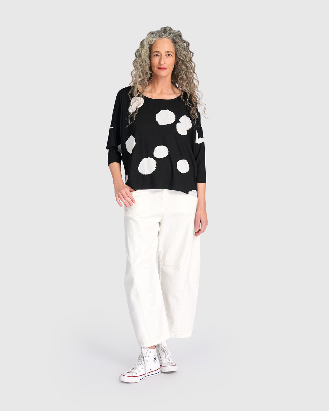 Full Moon Boxy Tee, Black/White
