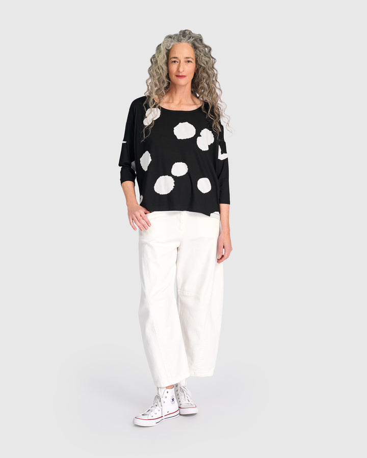 Full Moon Boxy Tee, Black/White